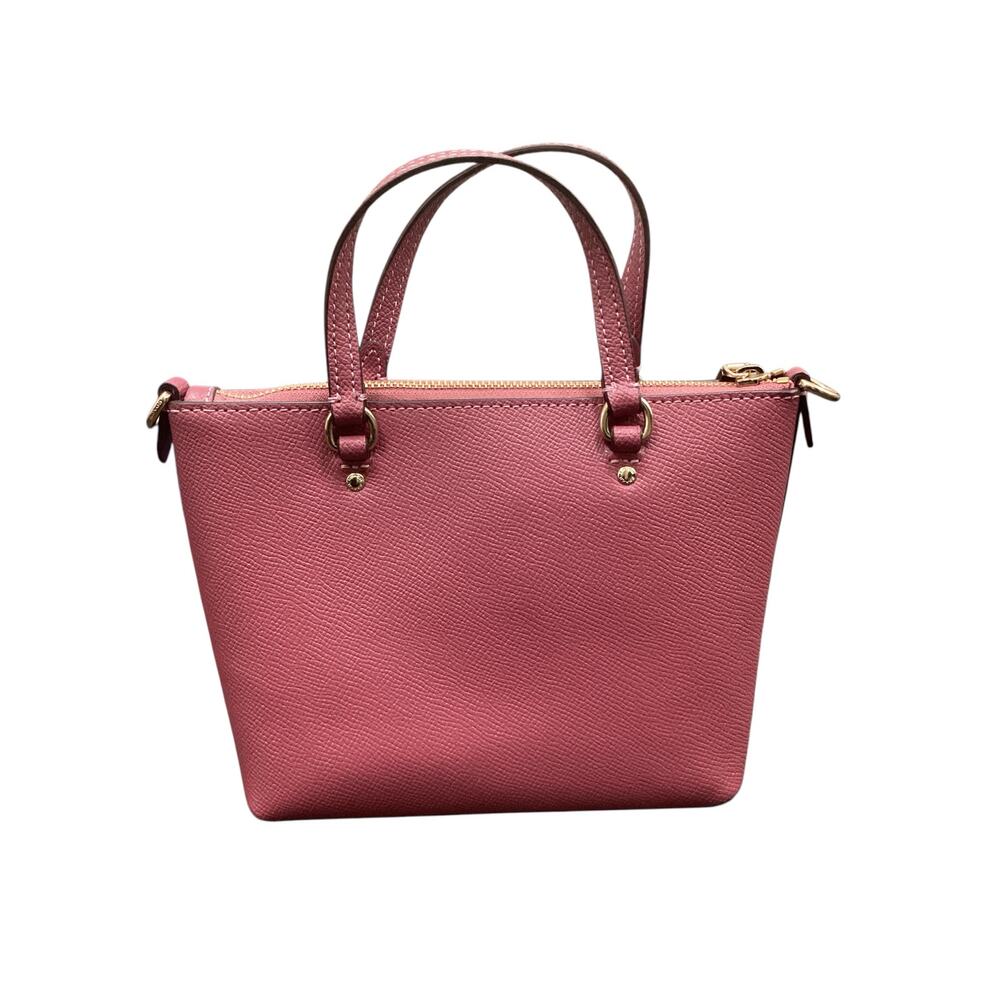 NWT Coach Mini Gallery Tote/ Crossbody Leather Zipper Closure Logo Bag Tag Pink - Picture 4 of 13